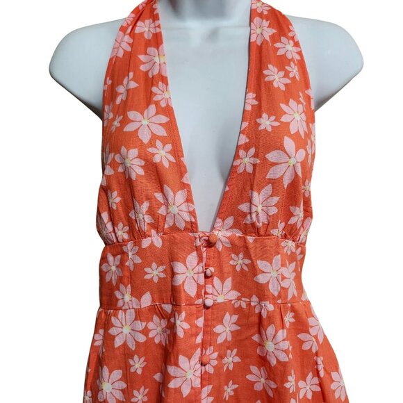 Billabong x Wrangler Women's Large Hung Up Dress Fireside Floral Print  Peach - Picture 8 of 12
